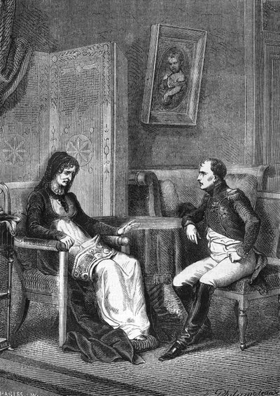 Napoleón I consultando a su madre, Laetitia Bonaparte (Letizia Maria Ramolino) (1750-1836) antes de salir de la Isla de Elba en 1815 de Unknown artist