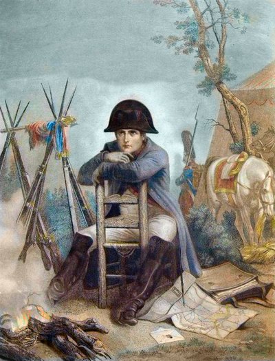 Napoleón en el Bivouac la víspera de la Batalla de Austerlitz - grabado por Philippoteaux - Napoleón en el Bivouac. La Batalla de Austerlitz (1805), también conocida como la Batalla de los Tres Emperadores de Unknown artist