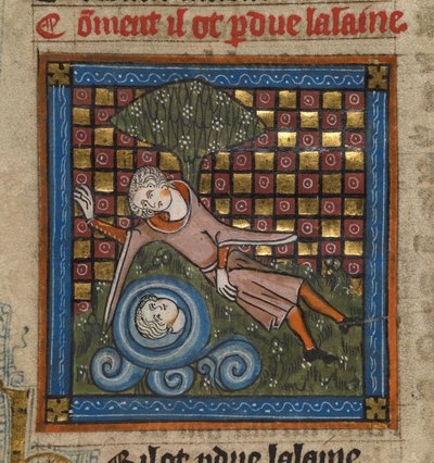 Narciso admirando su reflejo en una fuente, de "Le Roman de la Rose", c.1340 (miniatura) de Unknown artist