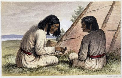 Indios Nasquapee: “Otelne, la lengua; Arkaskhe, la flecha” - en “Exploración de la Península de Labrador” de Hind, Henri Youle de Unknown artist