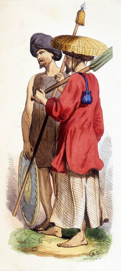 Soldado natural (indígena vietnamita) y cochinchino. Vietnam c. 1840 de Unknown artist