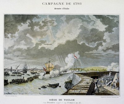 Batalla naval: Sitio de Tolón en 1793 - en "Las batallas navales de Napoleón" de Unknown artist