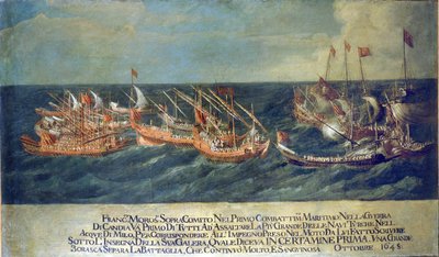 Batalla naval de Milo durante la Guerra de Candía de Unknown artist