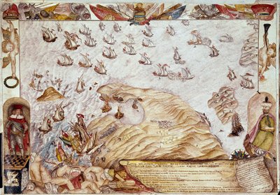 Batalla naval entre las flotas turca y veneciana en 1661 de Unknown artist