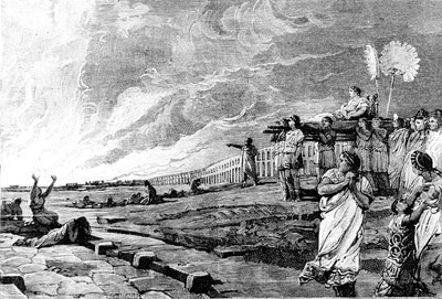 Nerón observa el incendio de Roma. de Unknown artist
