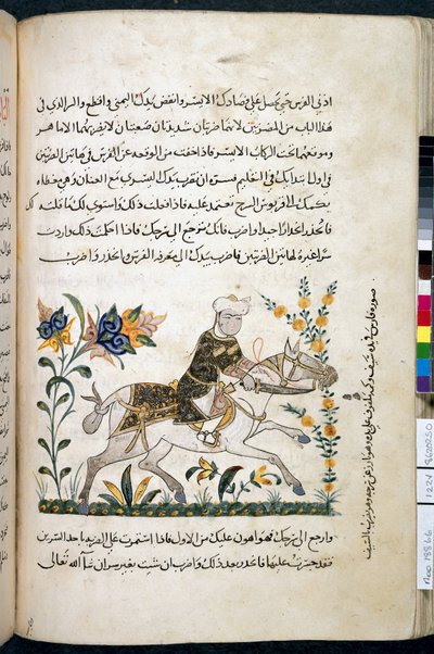 Nihāyat al-suʾl wa-al-umnīyah fī taʾlīm al-furūsīyah, Add MS 18866, f.122v, c.1371 de Unknown artist