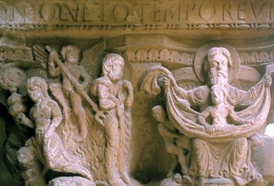 Arte normando en Monreale (Sicilia): capiteles del Claustro de los Benedictinos que representan a Cristo y Dios. de Unknown artist