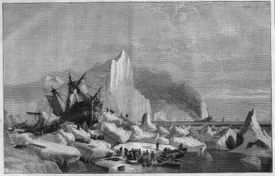 Buques atrapados en el hielo noruego en la costa de Spitzberg en el Océano Ártico de Unknown artist