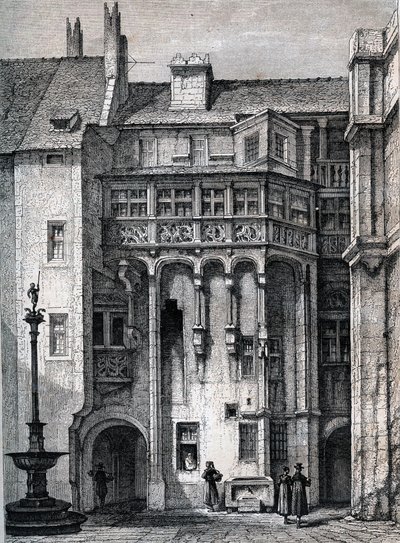 Ayuntamiento de Núremberg - el patio del ayuntamiento de Núremberg - grabado alrededor de 1867 de Unknown artist