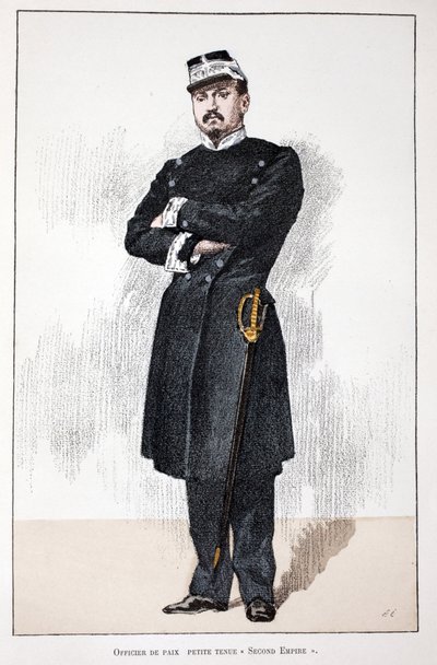 Oficial de Paz, Pequeño Vestido del Segundo Imperio (1852-1870). Ilustración de “Histoire du corps des gardiens de la paix” de Unknown artist