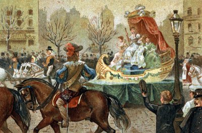 Antigua costumbre celebrada en la región de Île de France: mitad de Cuaresma en París. Cromolitografía de finales del siglo XIX de Unknown artist