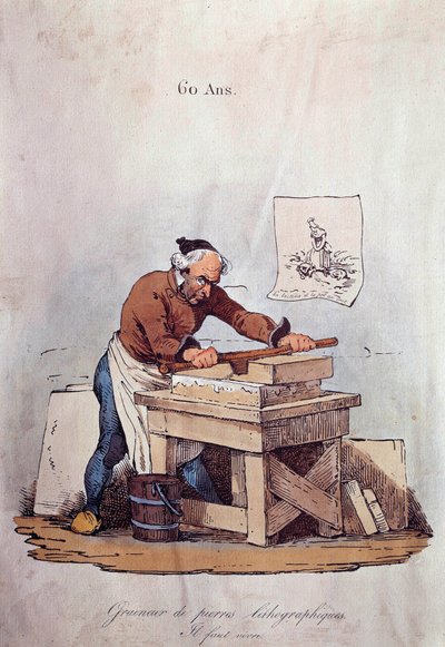 Antiguos oficios: el granador de piedra litográfica de Unknown artist