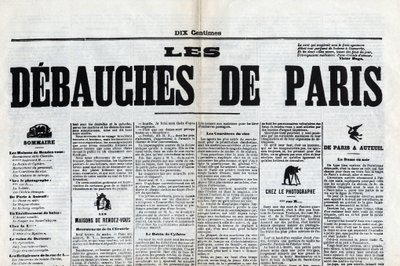 Uno de los periódicos “Les debauches de Paris”, finales del siglo XIX. de Unknown artist