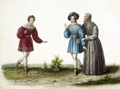 El cantante de ópera Adolphe Nourrit (izquierda) en el papel del Conde d