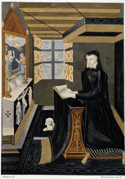 Oratorio de la Reina Catalina de Médici (Caterina de Medici) (Reina en oración) - basado en esmalte del siglo XVI, Museo de Cluny de Unknown artist