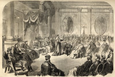 Orden de San Patricio - La Orden Más Ilustre de San Patricio - La investidura de un caballero en la Orden de San Patricio en Dublín, Irlanda en el siglo XIX - grabado 1866 de Unknown artist