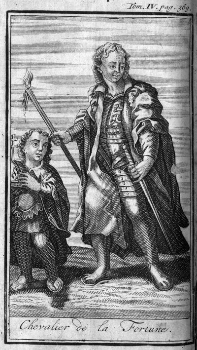 Órdenes de Caballería. Caballero de la Fortuna en Italia. En Historia de órdenes militares o caballeros, de las milicias seguras y rutinarias de ambos sexos, que se han establecido hasta ahora. Edición tomada de Abbe Giustiniani, R.P.Bonani, M. Herman, Sch de Unknown artist