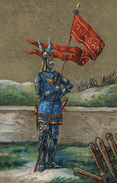 Oriflama o estandarte del Rey de Francia Carlos V (1364-1380). Cromolitografía del siglo XIX. de Unknown artist
