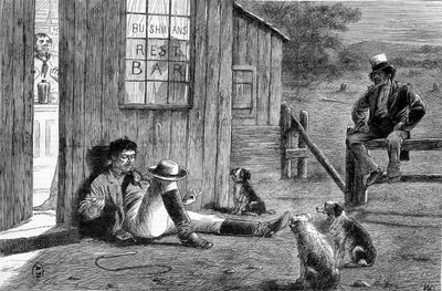 Fuera de una taberna en el campo en Australia de Unknown artist