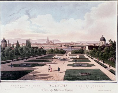 Vista general de Viena desde Belvedere, Austria. Grabado de 1830 Colección privada de Unknown artist