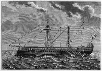 Vista general de una trirreme ateniense de Unknown artist