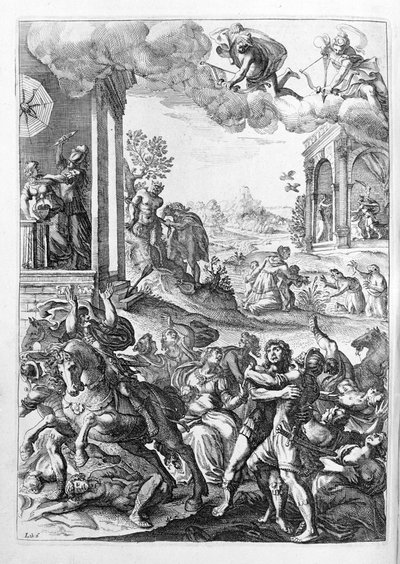 Ovidio - ilustración para el libro 15 - (P. Ovidii Nasonis Metamorphose libri XV um notis TH. Farnabii.) nota de Thomas Farnaby (Farnabia) (1575-1647) de Unknown artist