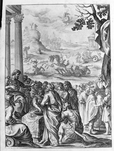 Ovidio - ilustración para el libro 15 - (P. Ovidii Nasonis Metamorphose libri XV um notis TH. Farnabii.) nota de Thomas Farnaby (Farnabia) (1575-1647) de Unknown artist
