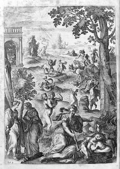 Ovidio - ilustración para el libro 15 - (P. Ovidii Nasonis Metamorphose libri XV con notas de TH. Farnabii.) nota de Thomas Farnaby (Farnabia) (1575-1647) de Unknown artist