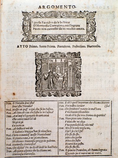 Página de la comedia madrigal Amfiparnaso por Orazio Vecchi de Unknown artist