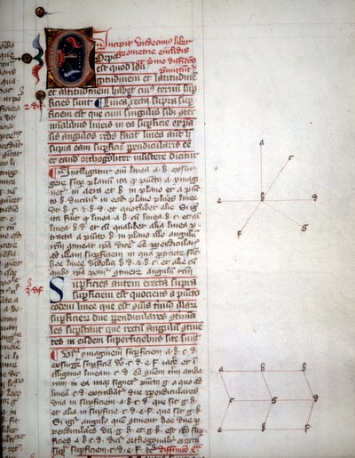 Página de un manuscrito de “Los Elementos de Geometría” de Euclides, matemático del siglo III a.C. de Unknown artist