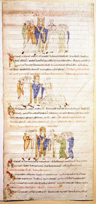 Página de una biblia iluminada (Ms.723-Foglio 138v.) del comienzo del siglo XII. Roma, Biblioteca Casanatense de Unknown artist