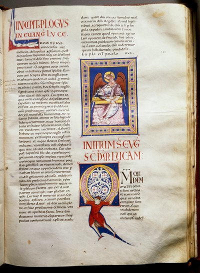 Página de una biblia iluminada (Ms.723-Foglio 162r.) del comienzo del siglo XII. Roma, Biblioteca Casanatense de Unknown artist