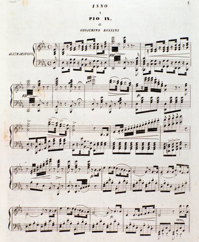 Página de la partitura del himno popular para Pío IX de Gioacchino Rossini de Unknown artist