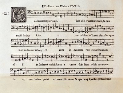 Página de la partitura de Coeli enarrant salmo XVIII de Willaert (1538) de Unknown artist