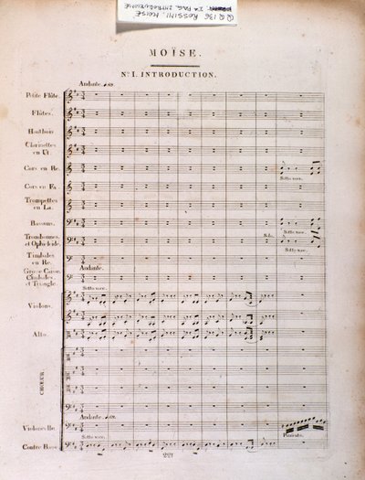Página de partitura musical de Moisés en Egipto de Gioacchino Rossini de Unknown artist