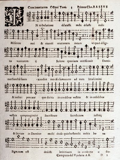 Página de la partitura musical de Salmos (op 16) de Ludovico Viadana de Unknown artist