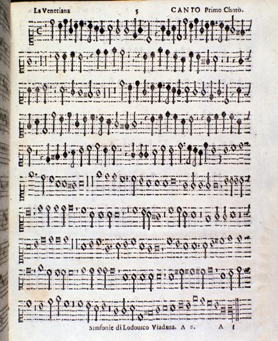 Página de partitura musical de Sinfonie musicali de Ludovico Viadana de Unknown artist