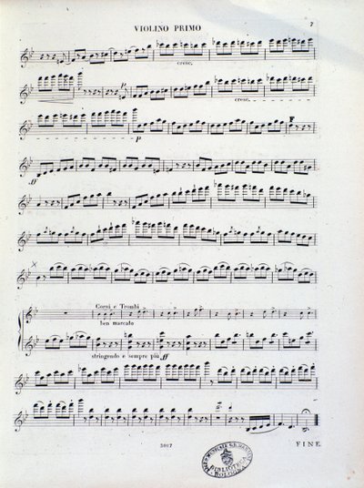 Página de la partitura del primer violín de la obertura n. 11 de Kalliwoda de Unknown artist