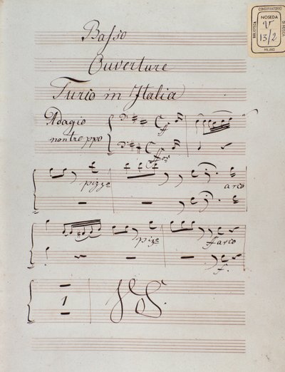 Página de la partitura de la obertura de El turco en Italia de Gioacchino Rossini de Unknown artist