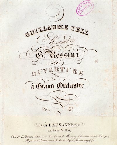 Página de partitura de la obertura de Guillermo Tell, ópera de Gioacchino Rossini de Unknown artist