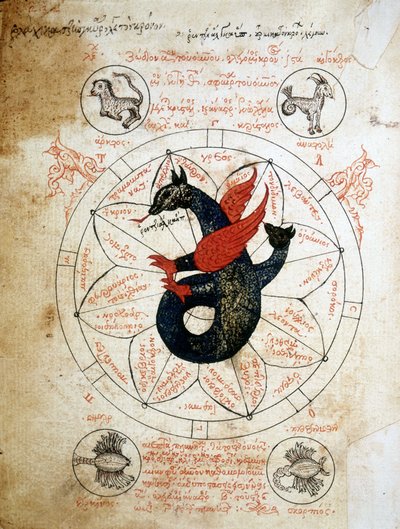 Página del manuscrito "Astrologiae tabulae et cabalisticae", tratado de astrología del siglo XIV. de Unknown artist