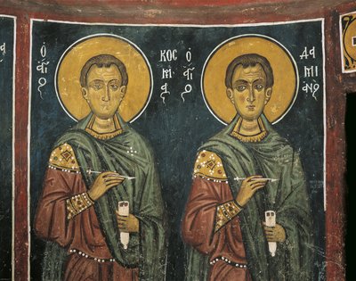 Pinturas de San Cosme con San Damián, Iglesia Panagia Ties Asinou, Nikitart, Chipre de Unknown artist