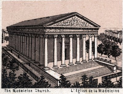 París, Francia: vista de la Iglesia de la Madeleine. en "El mundo ilustra 168 vistas" Sin fecha (finales del siglo XIX) de Unknown artist