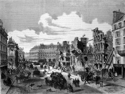 París, demolición de la rue de la Paix para la apertura de la rue de Reaumur. 1868. Grabado del siglo XIX de Unknown artist