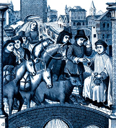 Pago de peaje al pasar un puente, en Tournai (grabado) de Unknown artist
