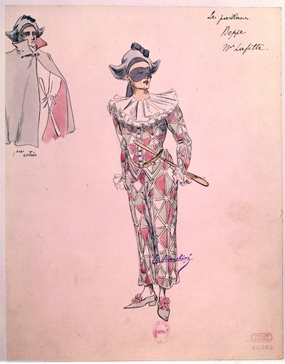 Disfraz de Peppe vestido de Arlequín para la ópera Paillasse (Pagliacci, payasos) de Ruggero Leoncavallo (1857-1919) de 1892. París, Biblioteca del Museo de la Ópera de Unknown artist