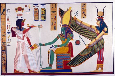 El faraón Ramsés IV hace ofrendas a Ptah-Sokari-Osiris (Tumba de Bibah-el-Moluk) de Unknown artist