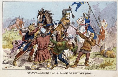 Felipe Augusto en la Batalla de Bouvines (1214) de Unknown artist