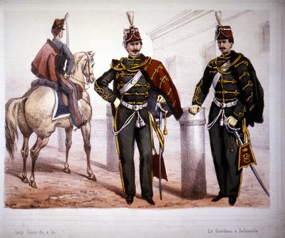 Húsares de Piacenza (Italia), traje en 1866 de Unknown artist