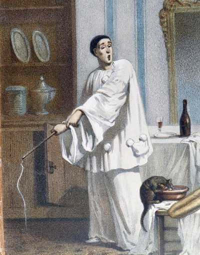 Pierrot azota a un gato - finales del siglo XIX de Unknown artist